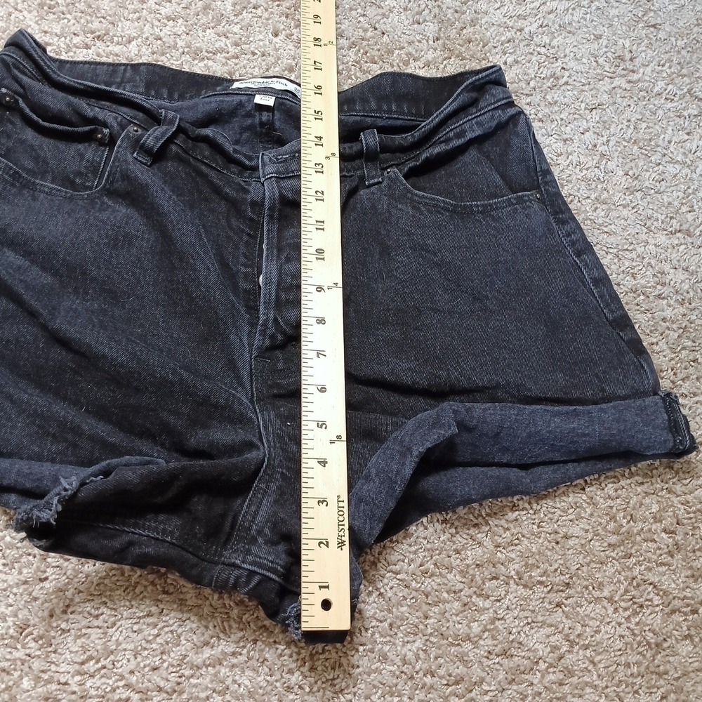 Abercrombie & Fitch Curve Love Dad Shorts Womens 14/32 Black Excellent High Rise - Picture 5 of 6